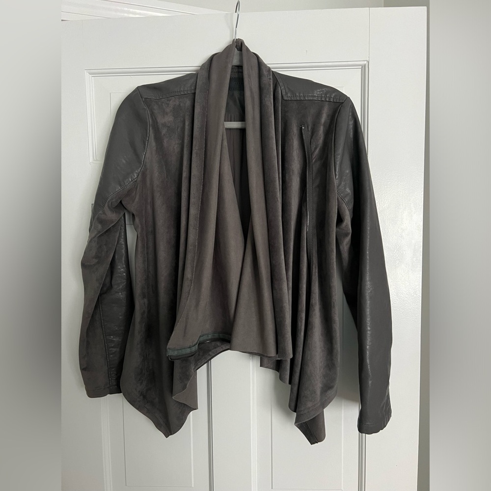 Blank NYC faux suede/leather drape jacket